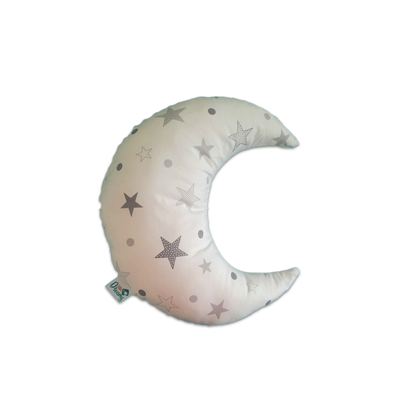 Cojín Luna Blanca estrellas Gris