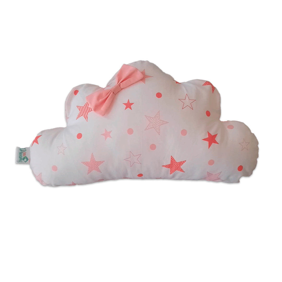 Cojín  Nube Con Estrellas y Lazo Rosa littledreams.cl
