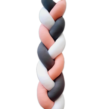 Protector de Cuna Trenzado o Chichonera trenzada Rosa y Gris littledreams.cl