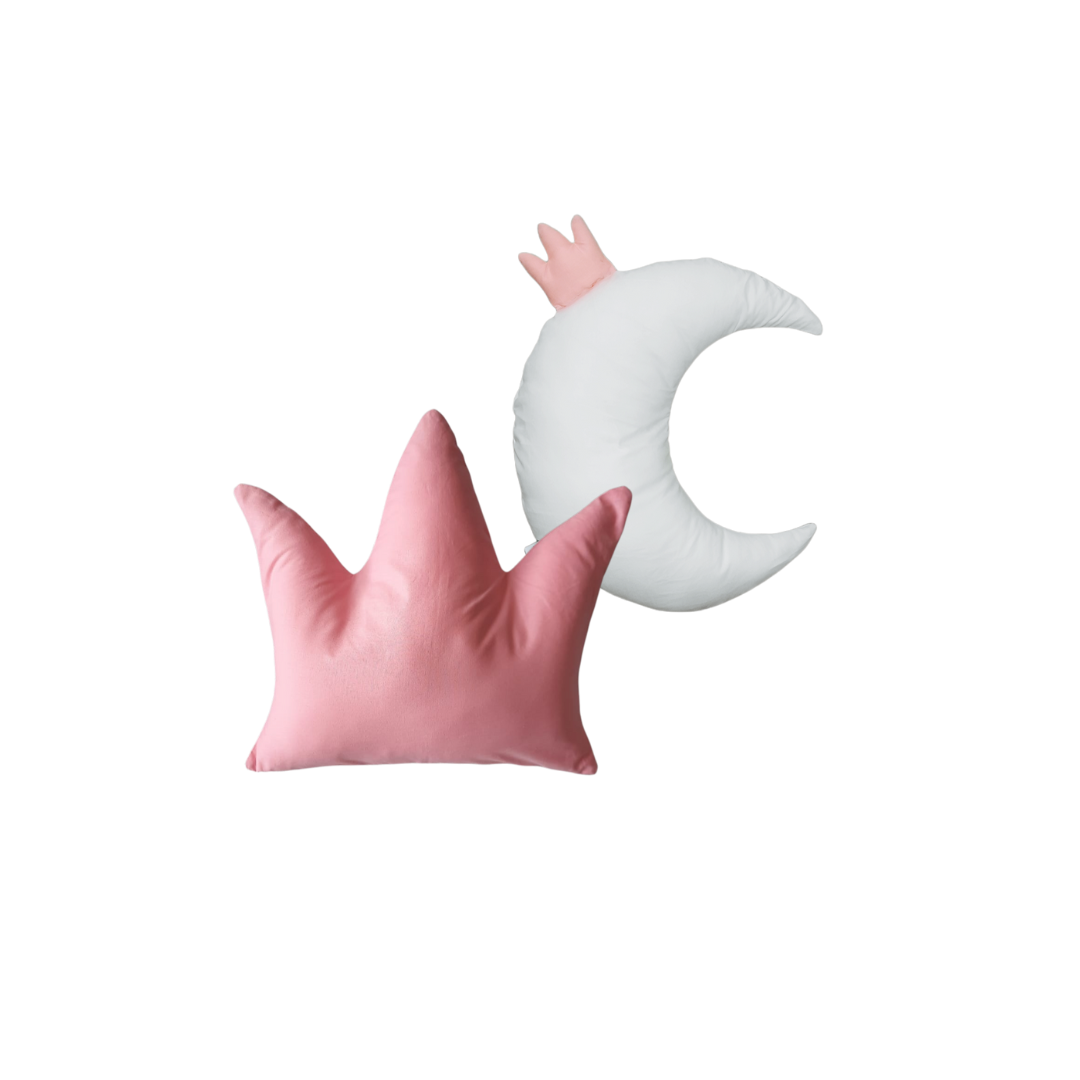 Set Dos Cojines Corona Rosa y Luna c/corona littledreams.cl