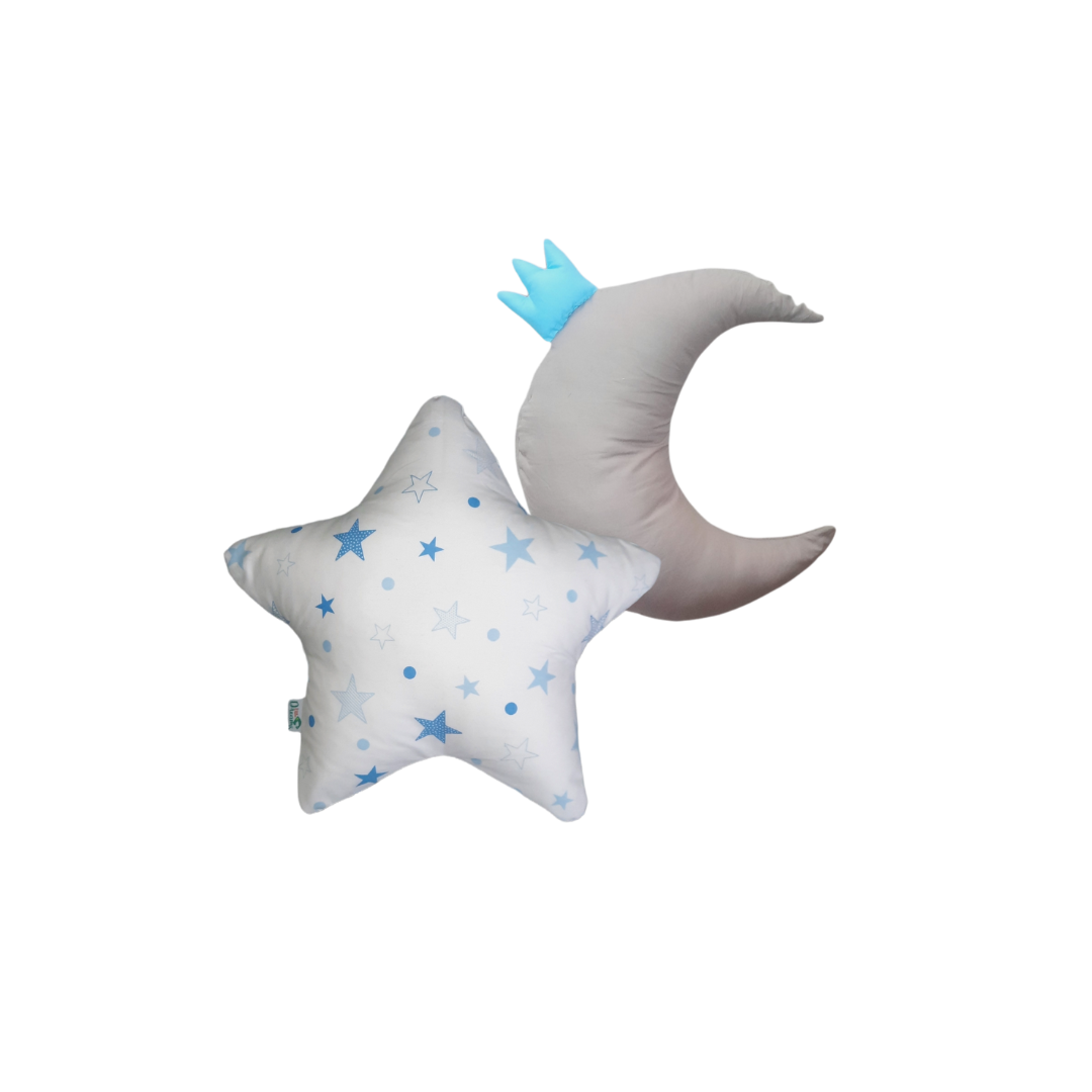 Set Dos Cojines Estrella y Luna c/corona azul littledreams.cl