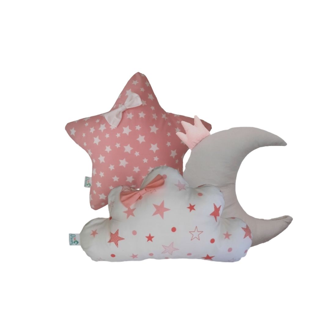 Set Tres Cojines Rosa con Lazos littledreams.cl
